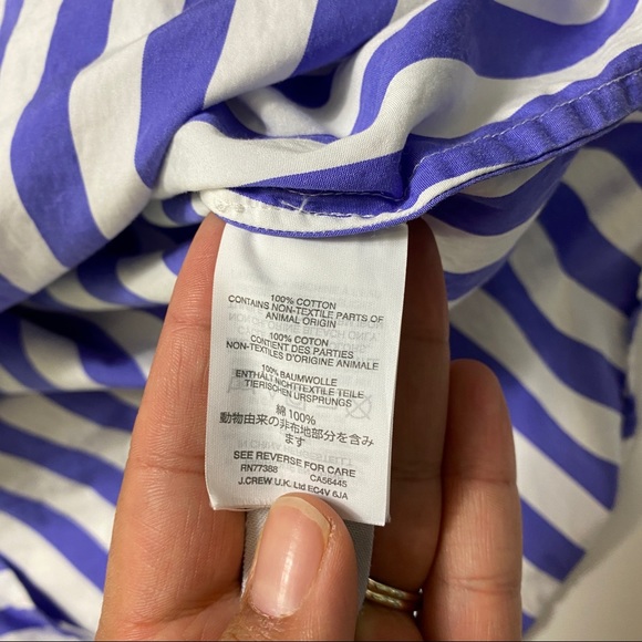 Thomas Mason J.Crew Shirt Womens 0 Striped Off Shoulder Preppy Old Money - Picture 6 of 7